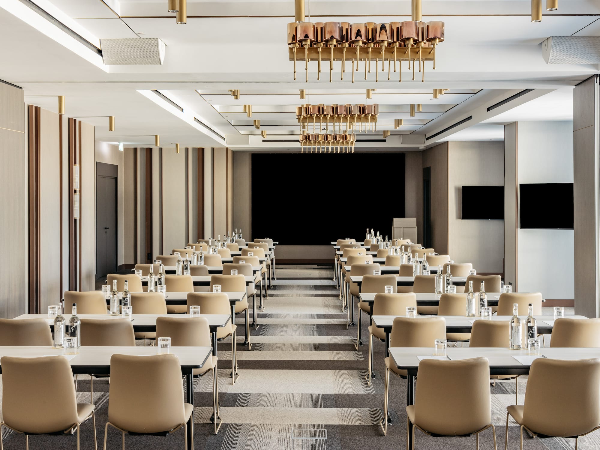 a room with tables and chairs