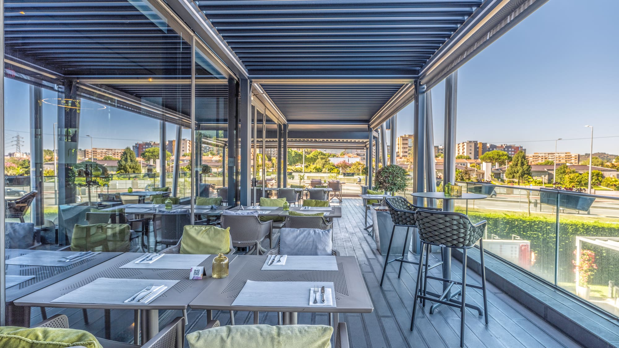 a restaurant with tables and chairs