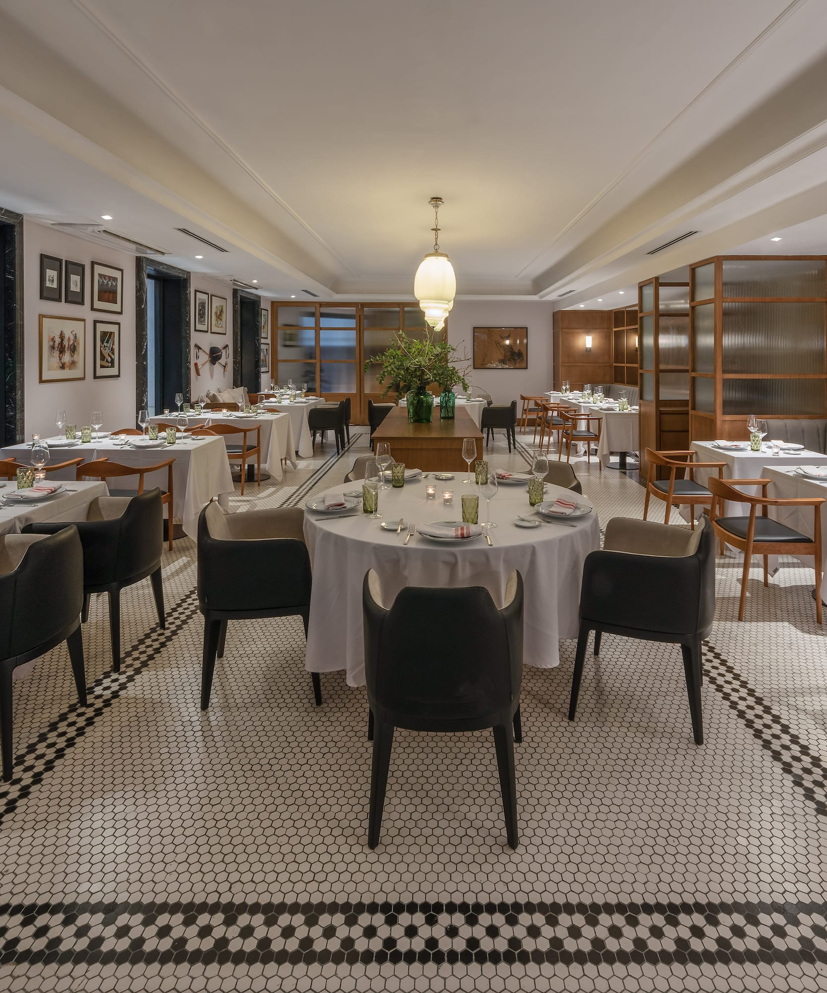 a room with tables and chairs