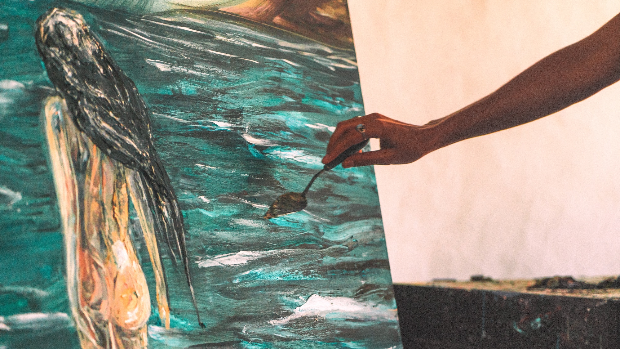 a person painting a picture