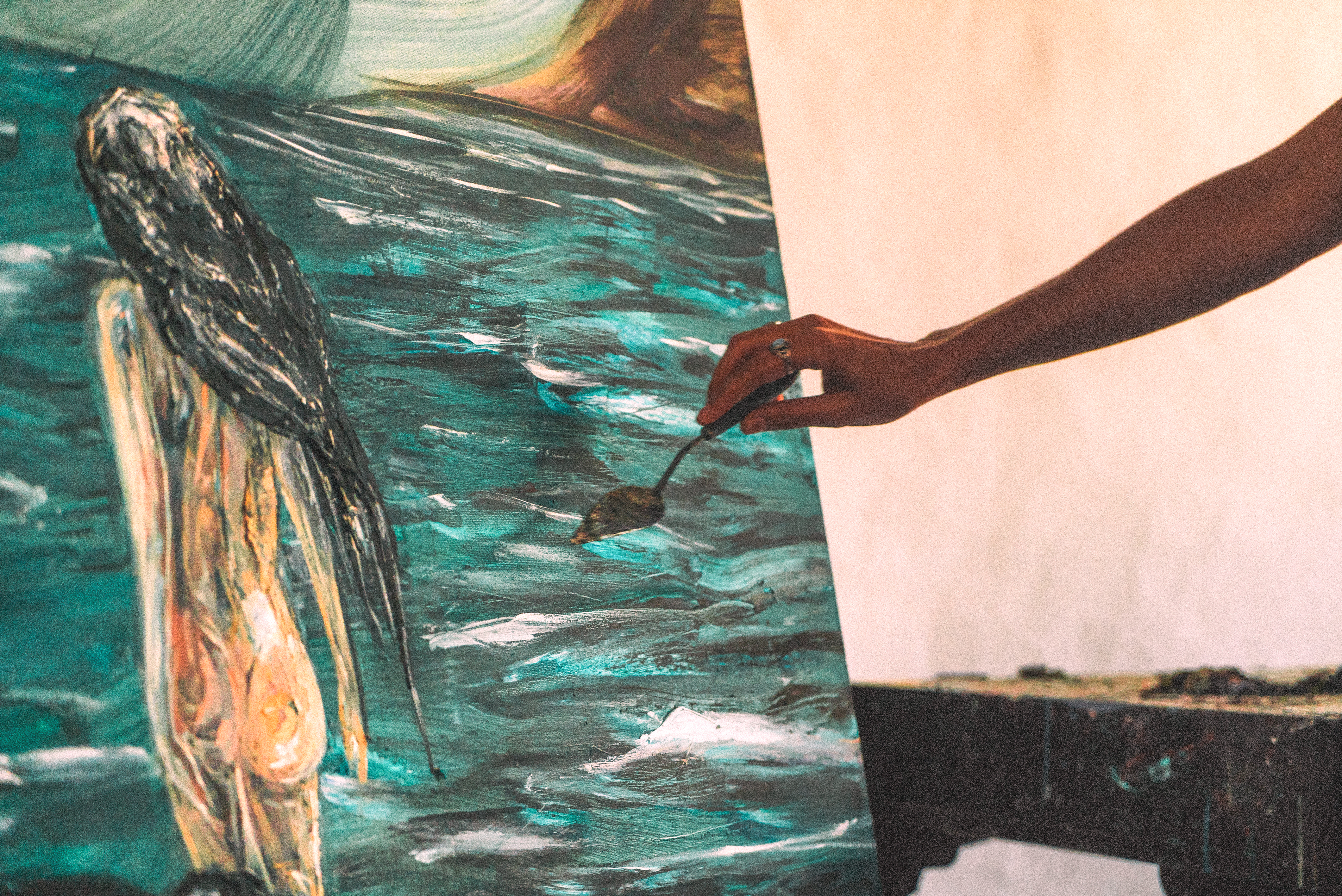 a person painting a picture