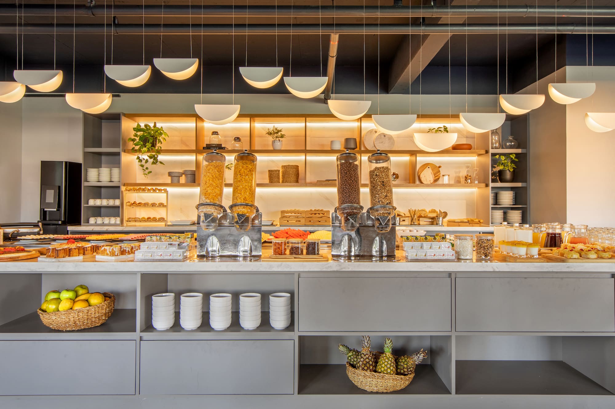 a counter with food items on it