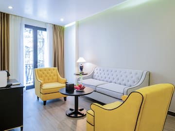 a room with a couch and a table