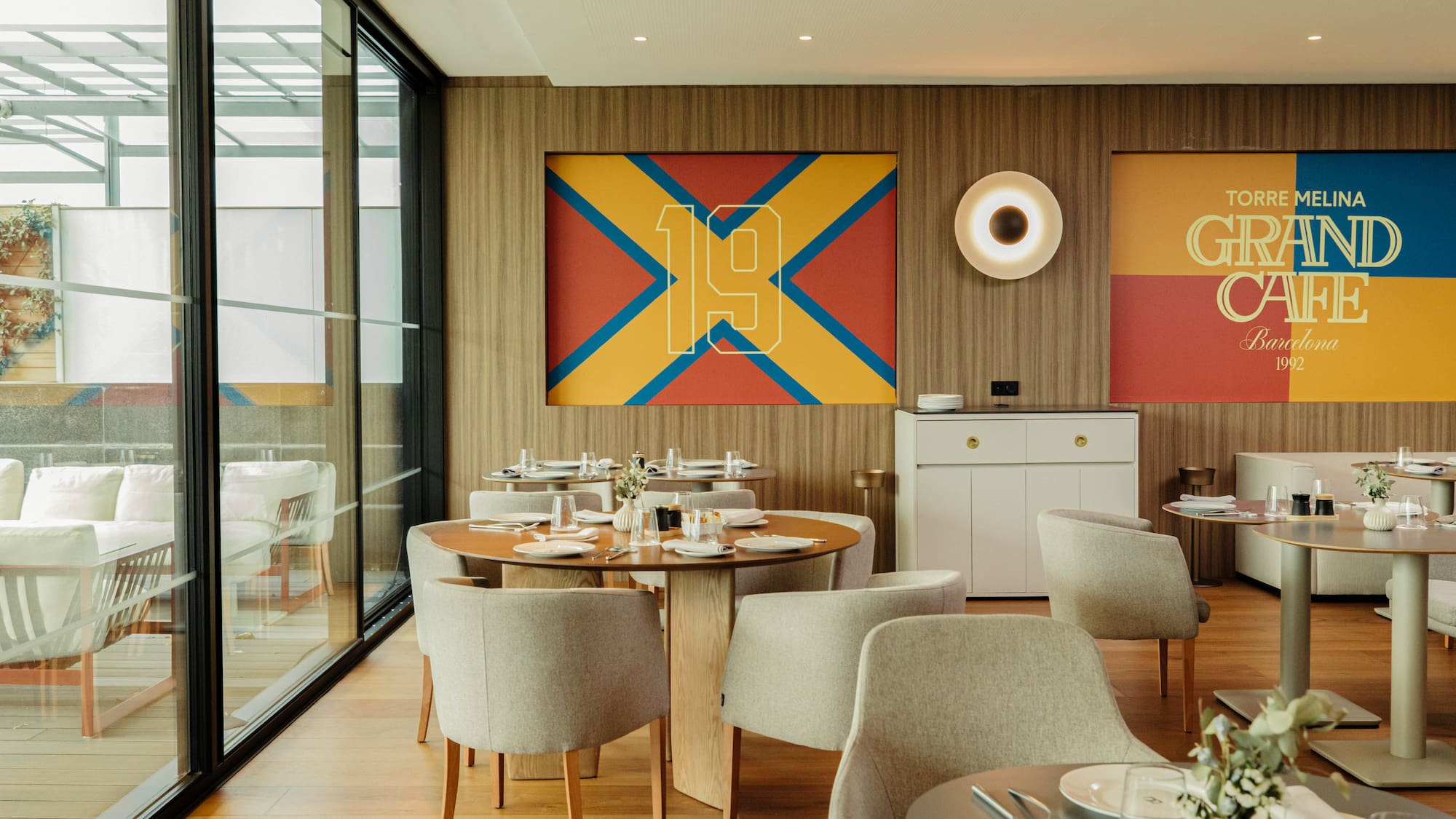 a room with a table and chairs