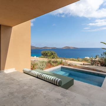 a pool with a view of the ocean