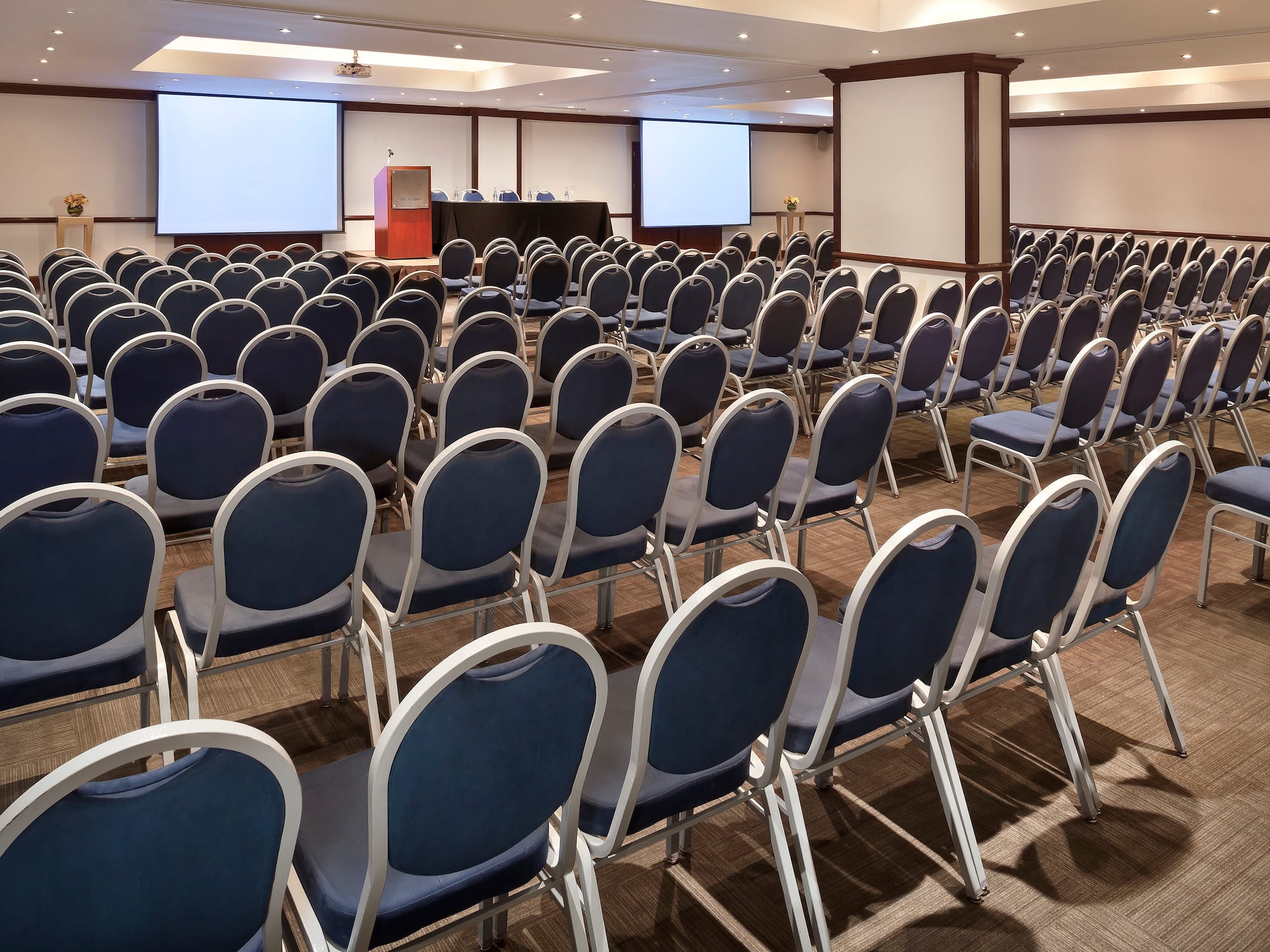 a room with rows of chairs