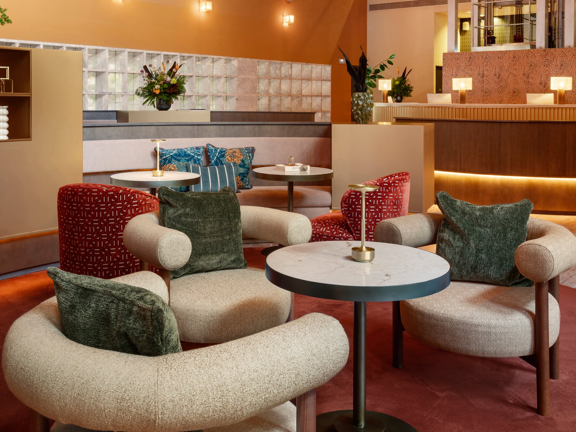 a room with chairs and tables