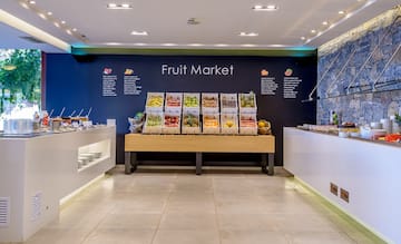 a fruit stand in a store