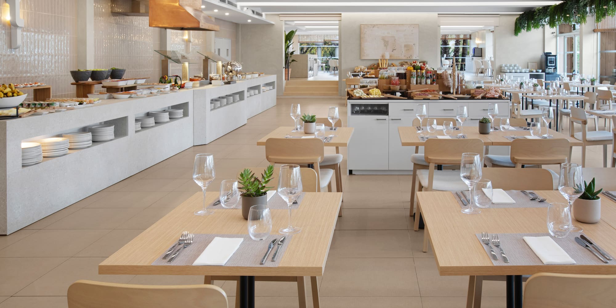 a restaurant with tables and chairs