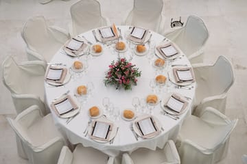 a table set for a banquet