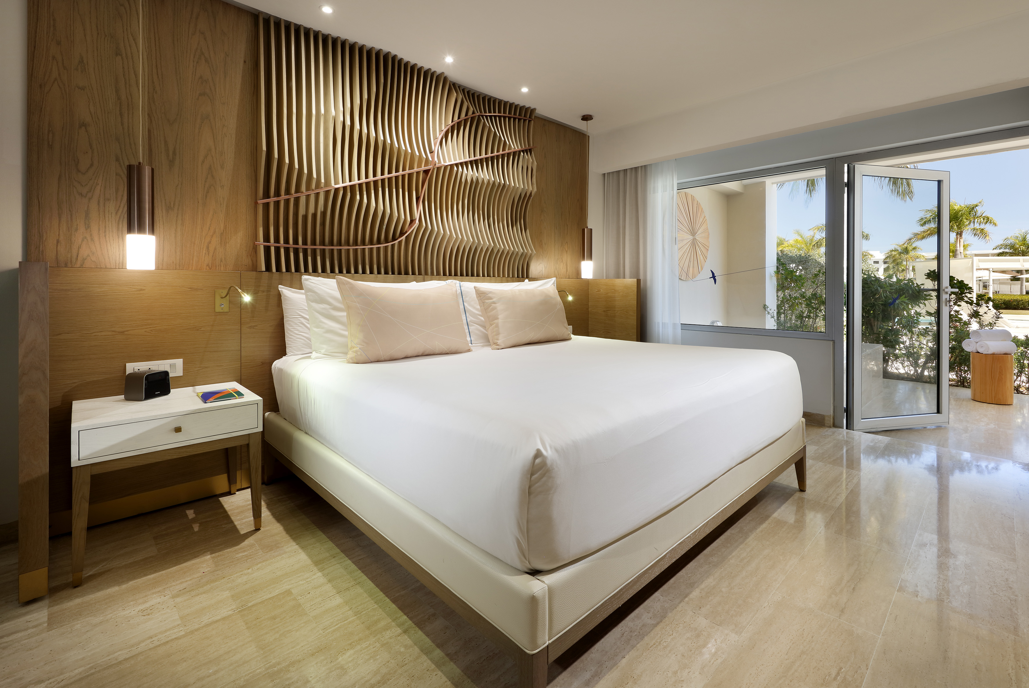 a bed in a room