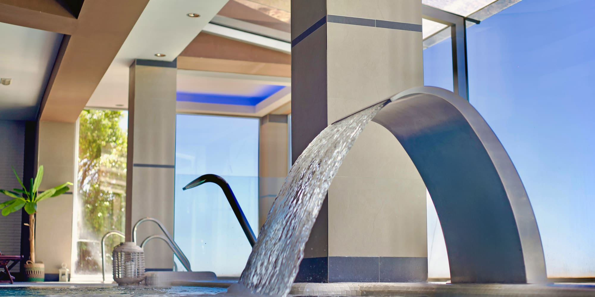 a water flowing from a pool