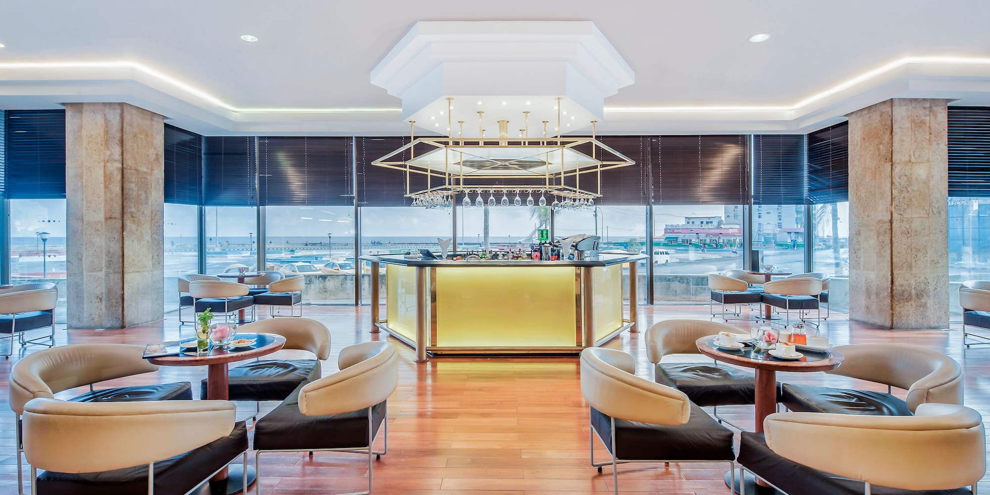 a room with tables and chairs