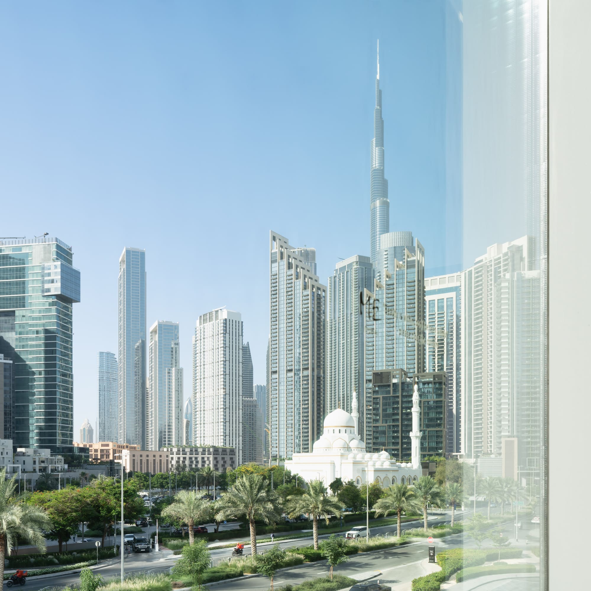 a city with trees and buildings