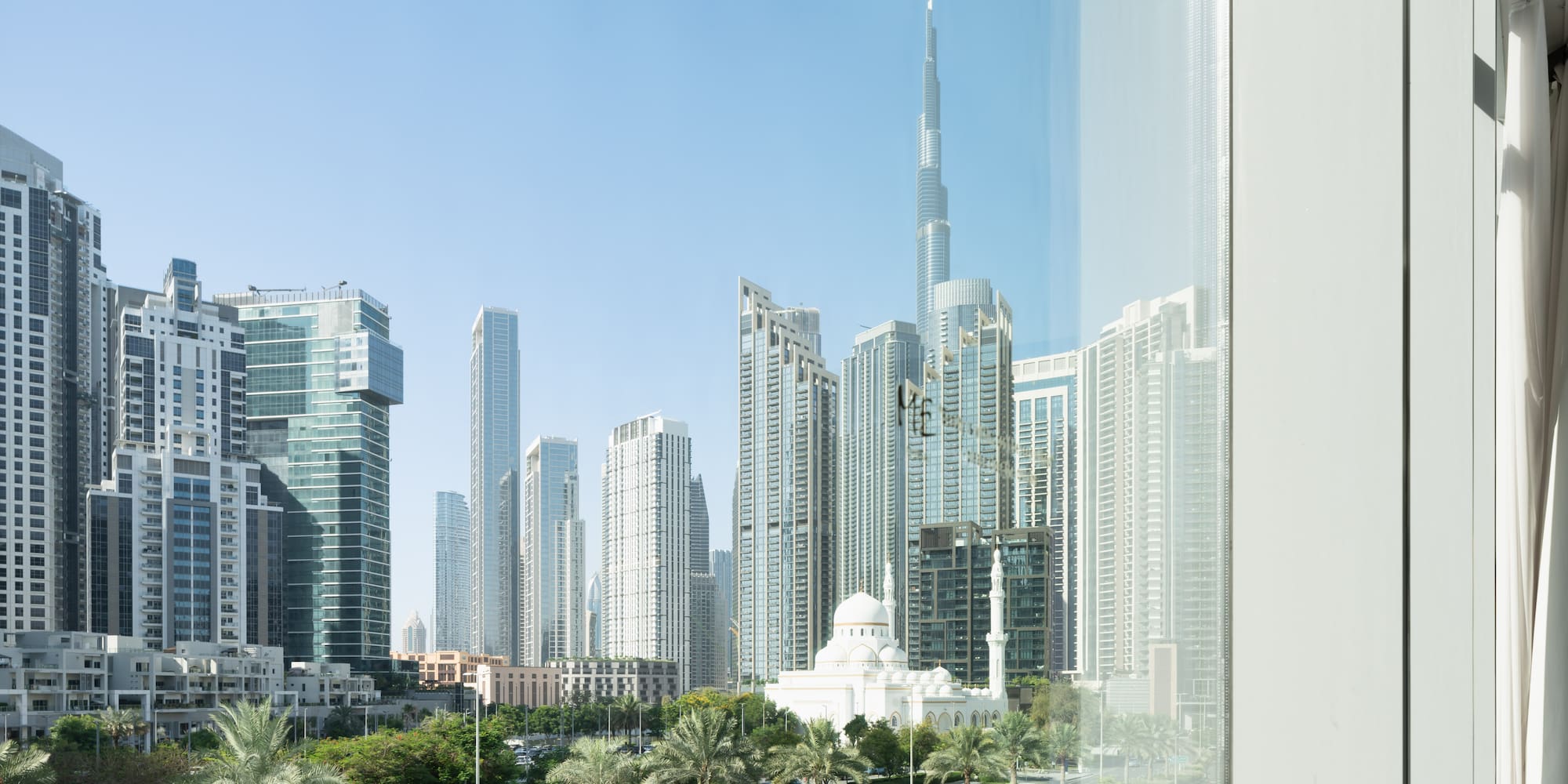 a city with trees and buildings
