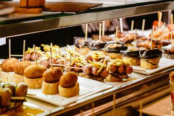 a tray of food on a shelf