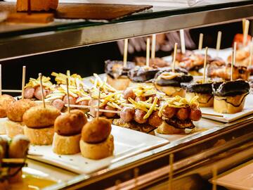 a tray of food on a shelf