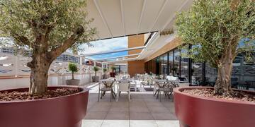 a white awning over a building