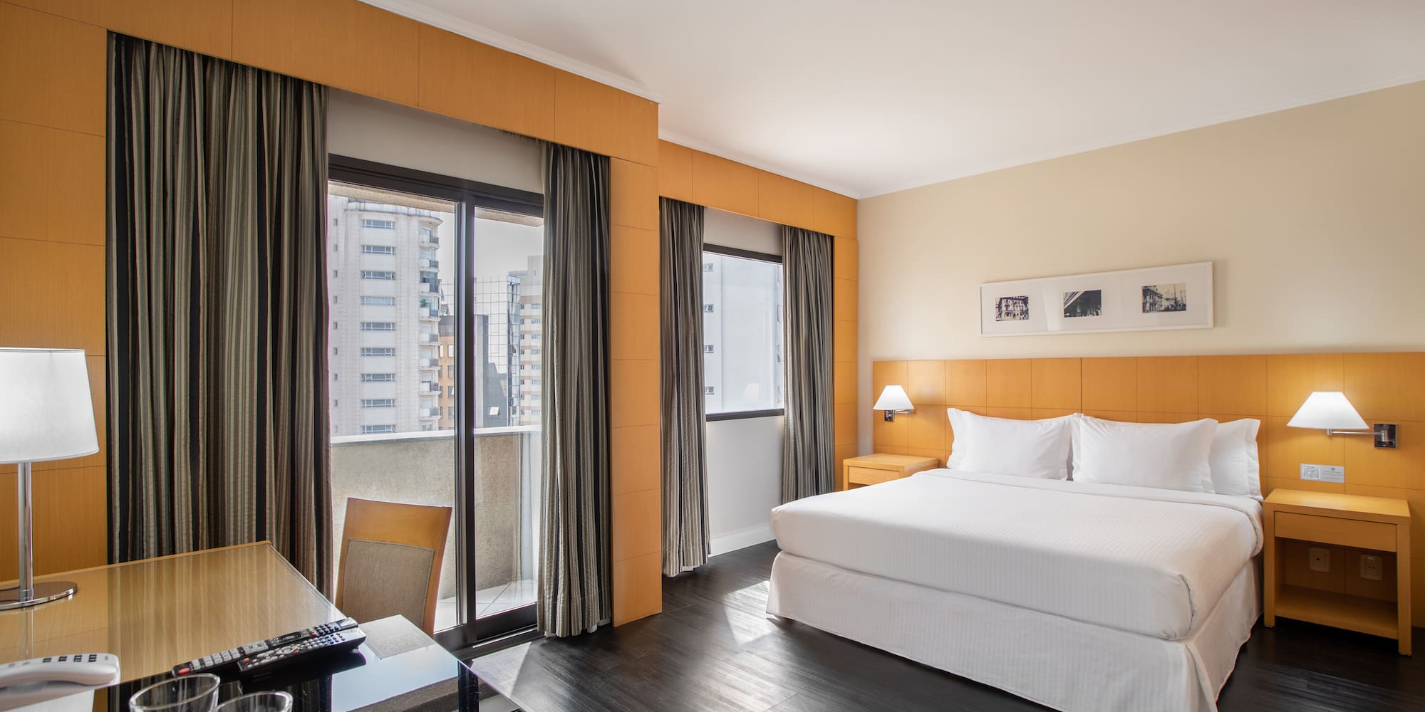 a room with a bed and a desk