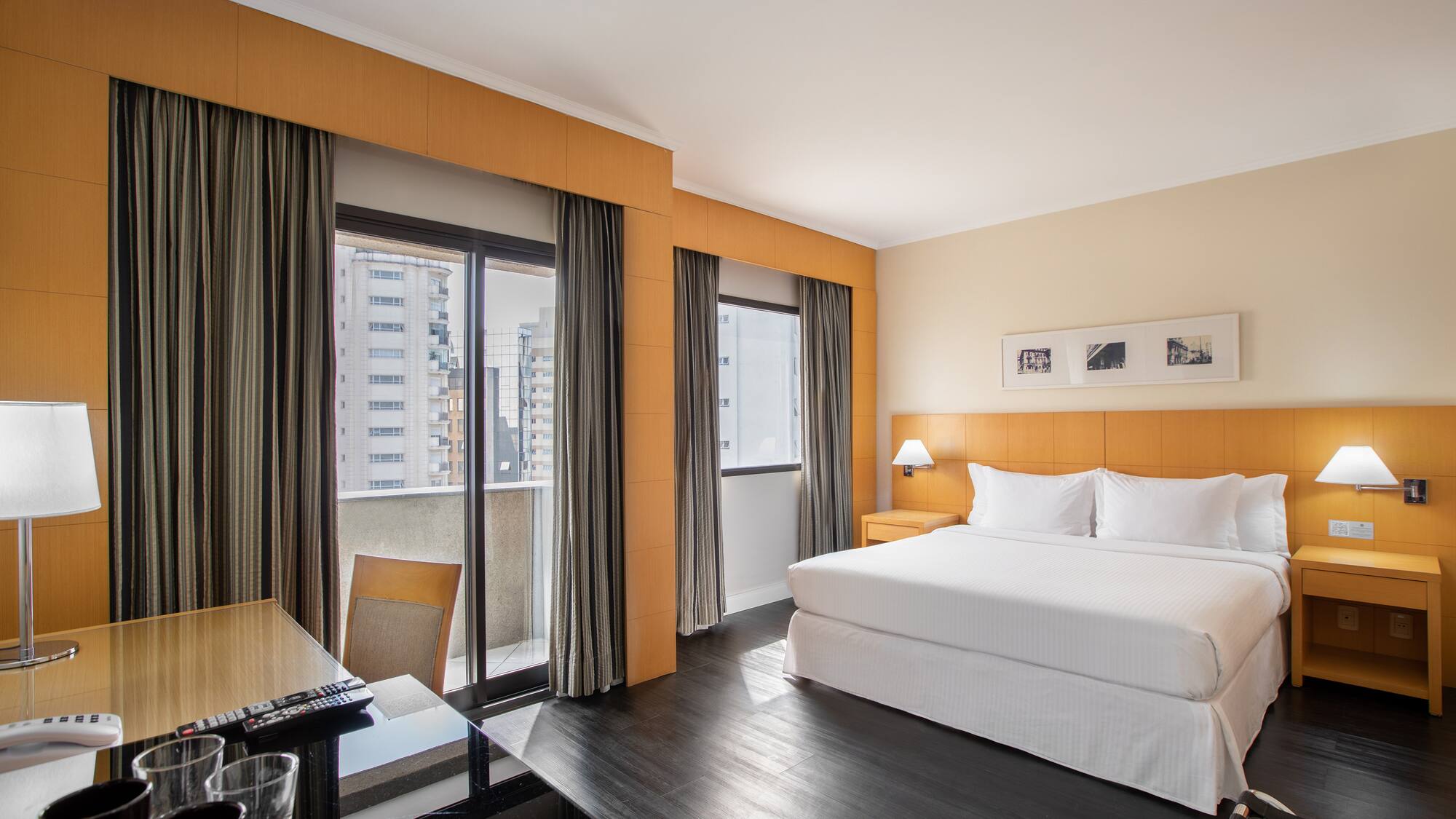 a room with a bed and a desk