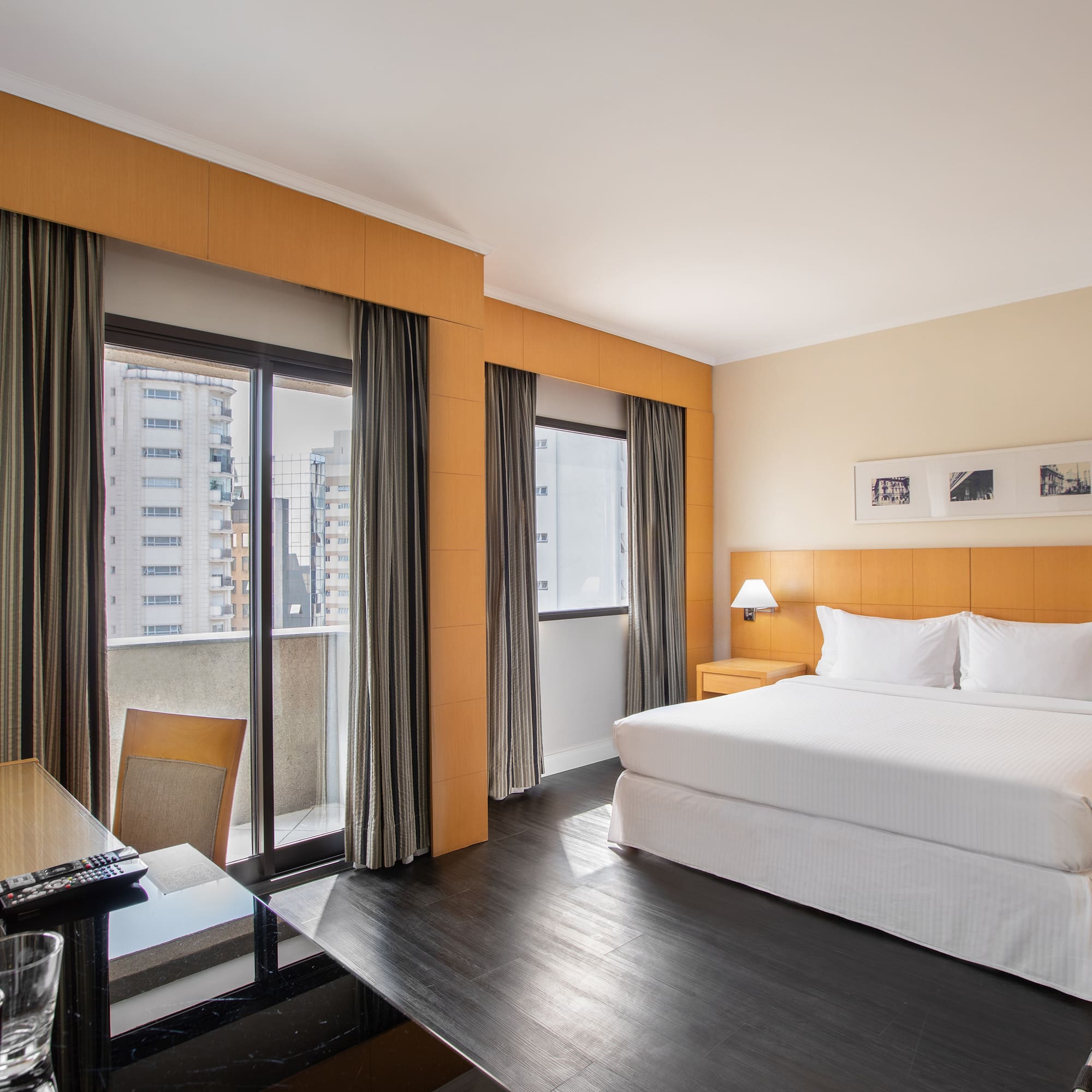 a room with a bed and a desk