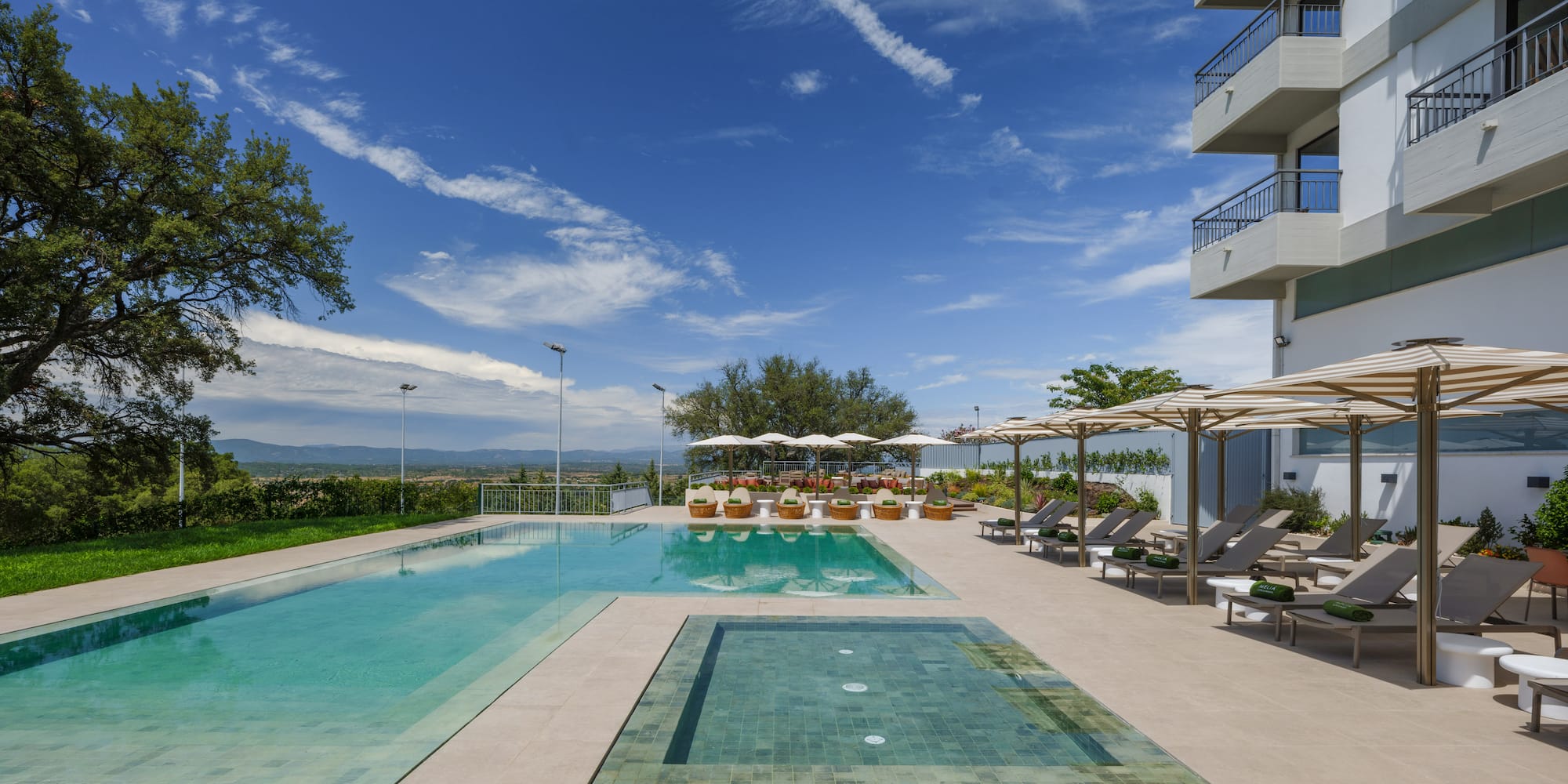 a swimming pool and a building