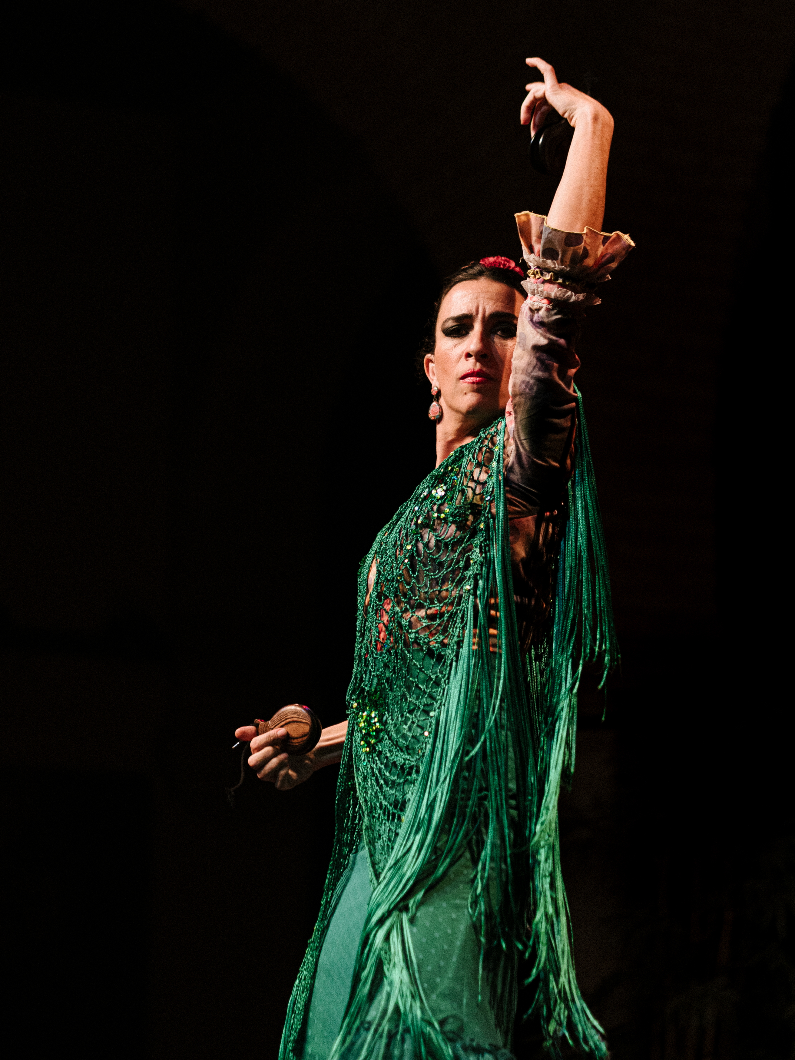 a woman in a green dress