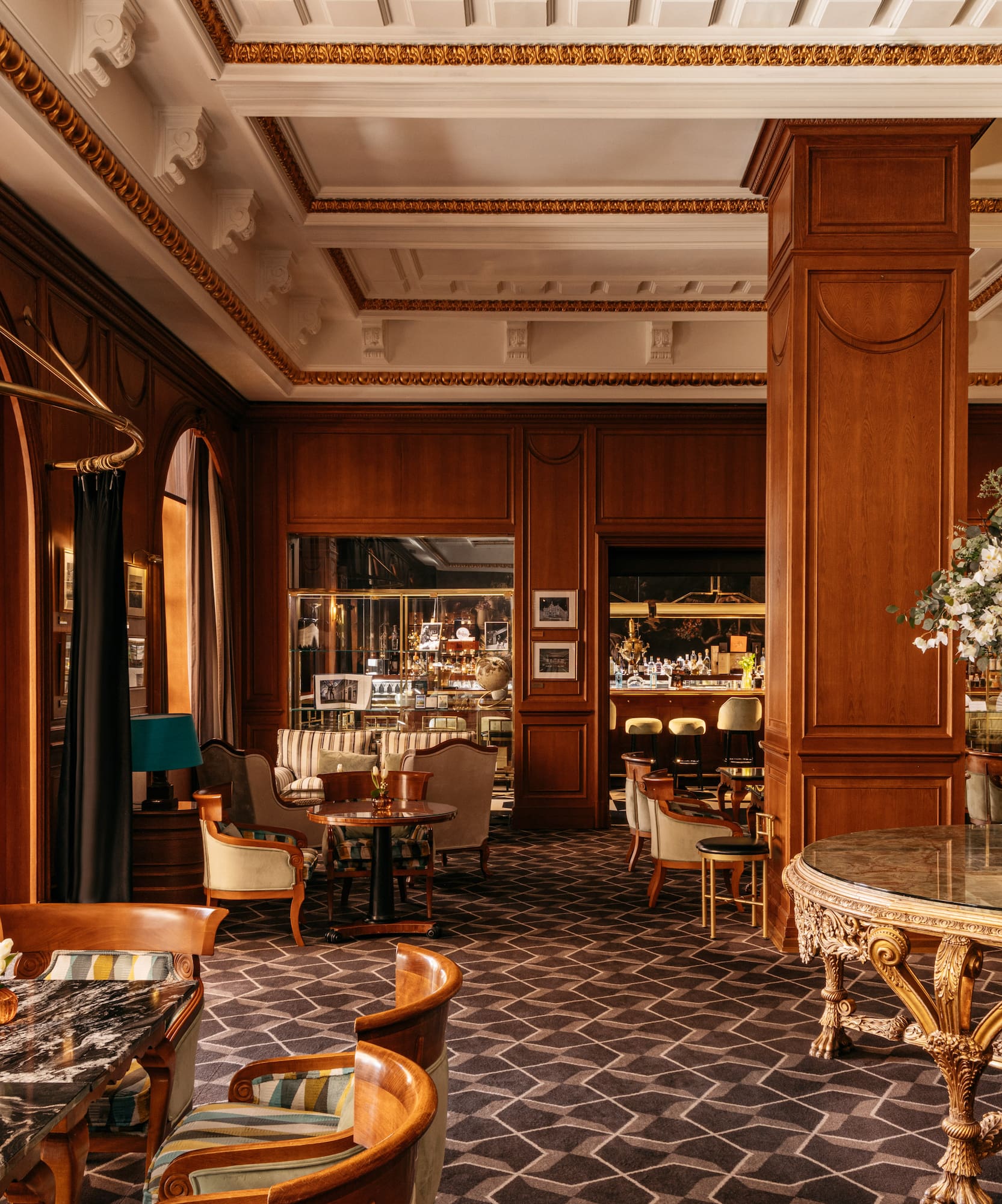 a room with tables and chairs