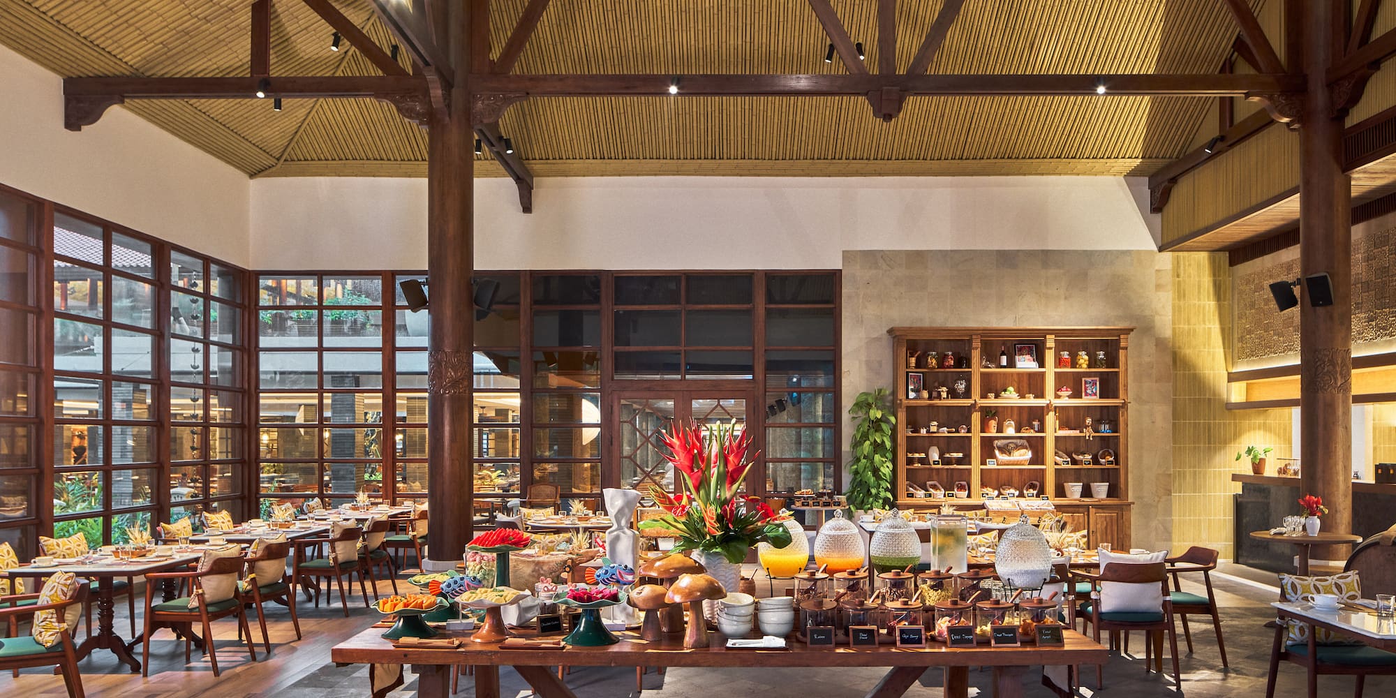 a large table with food on it