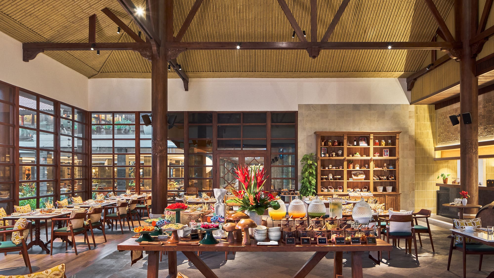 a large table with food on it