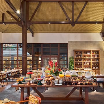 a large table with food on it