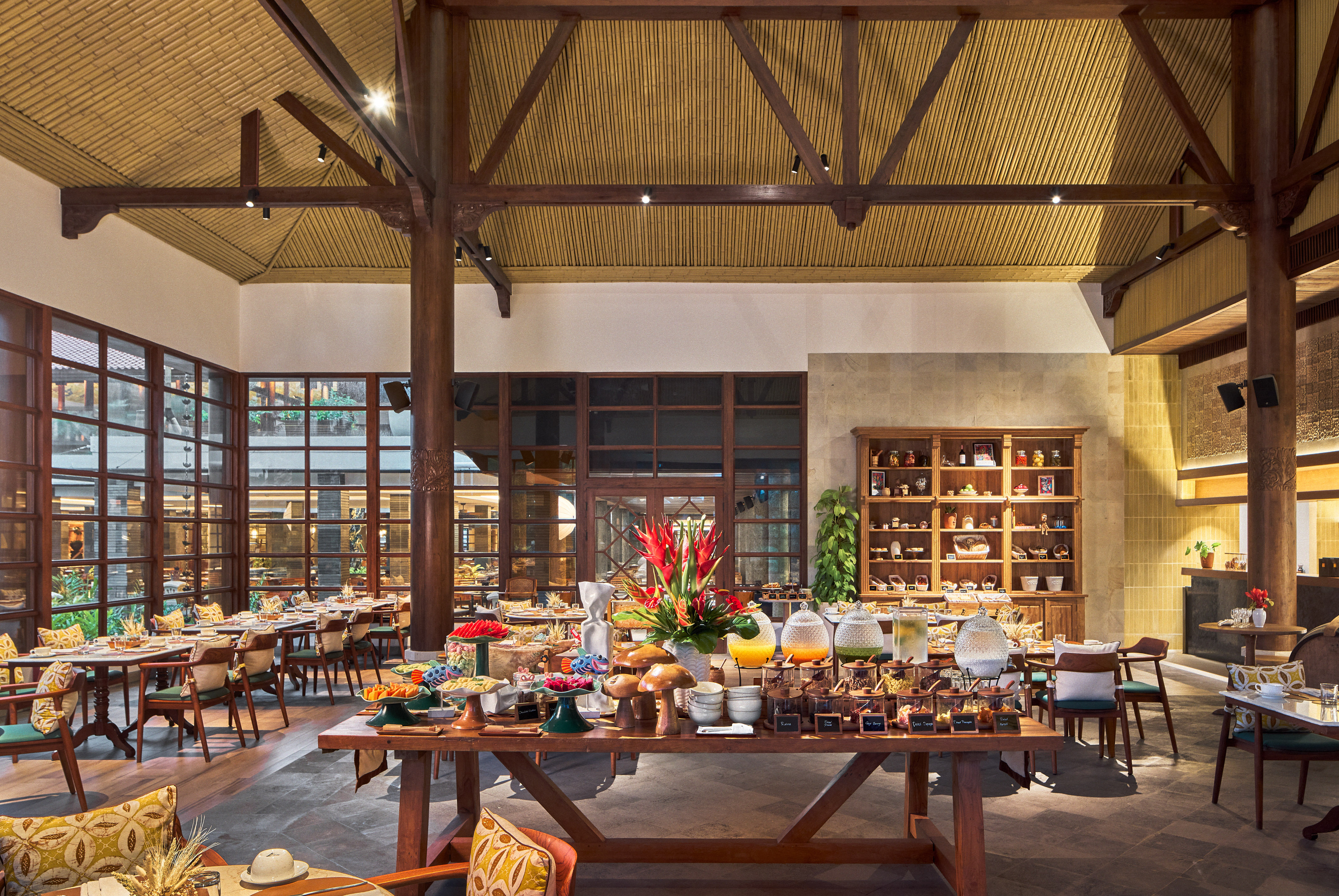 a large table with food on it