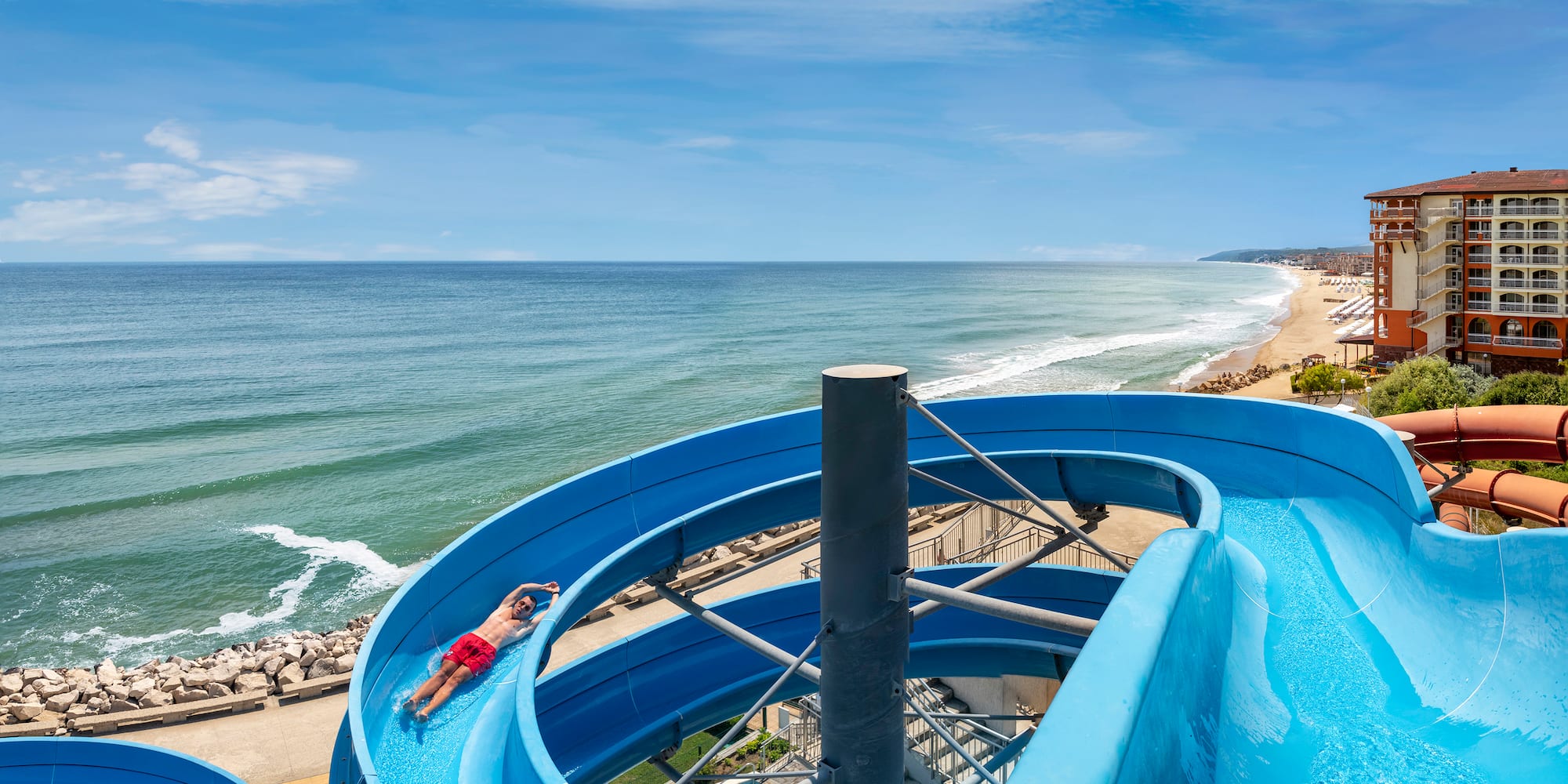 a person on a water slide