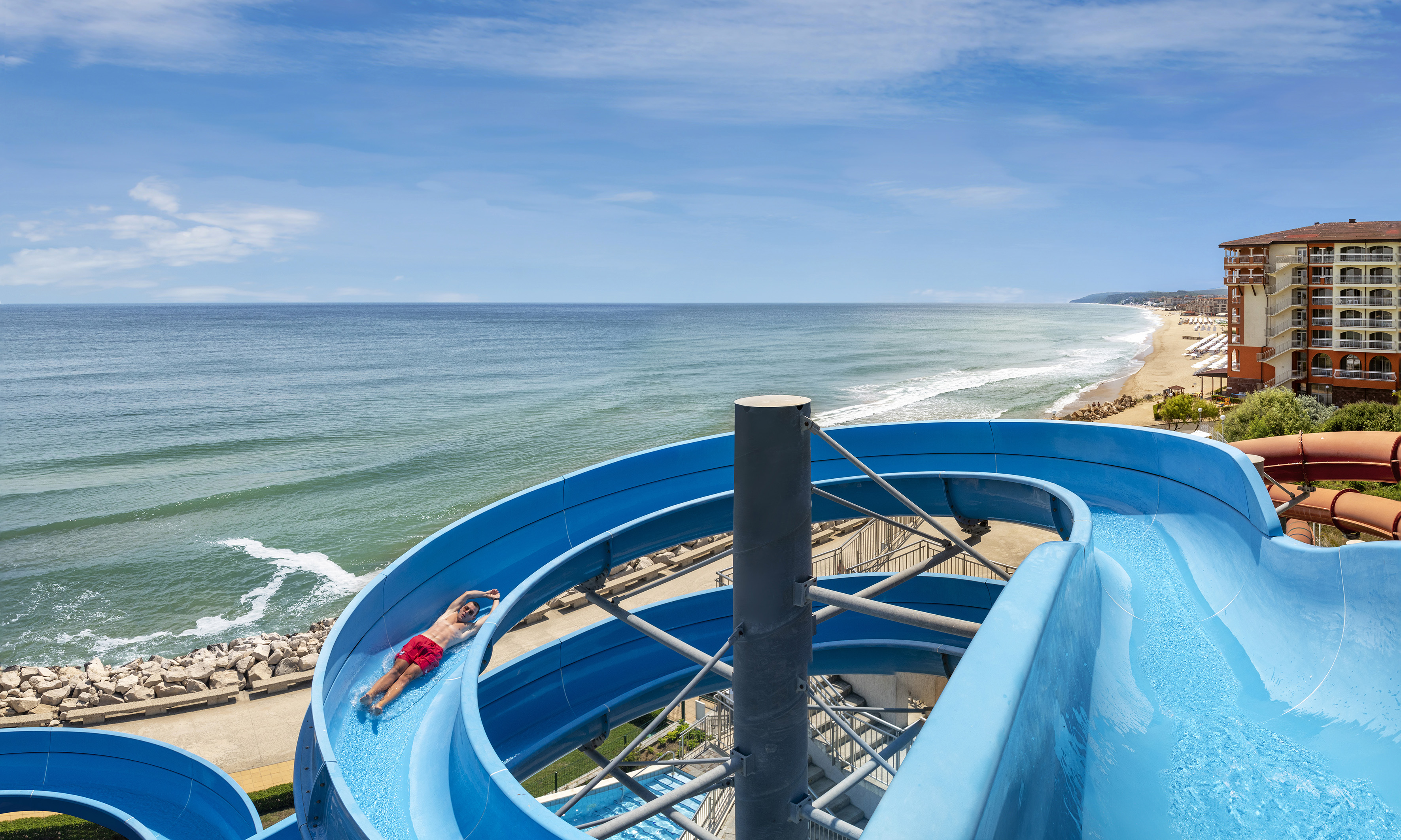 a person on a water slide