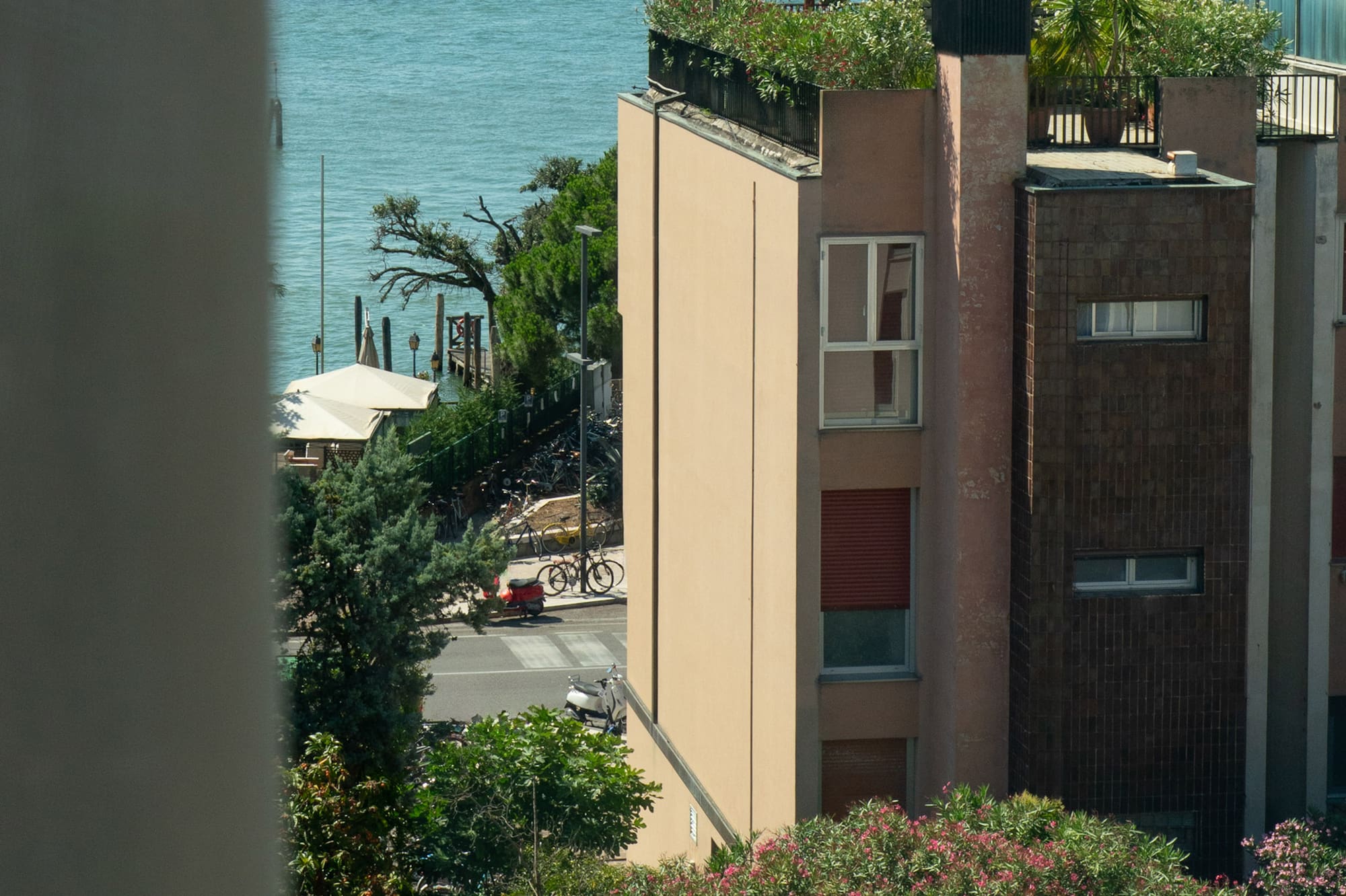 a building with plants on top of it