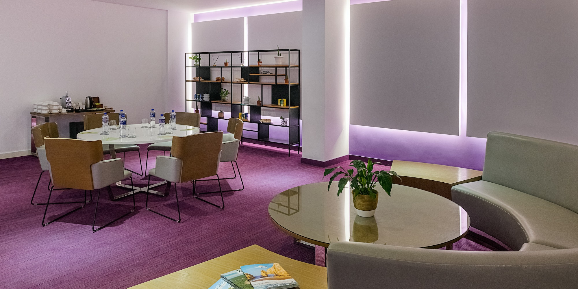 a room with tables and chairs