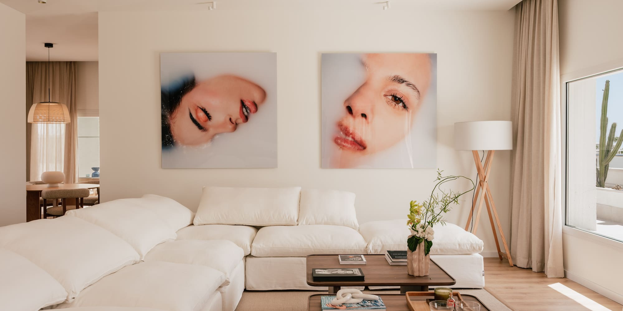a living room with a large couch and a coffee table