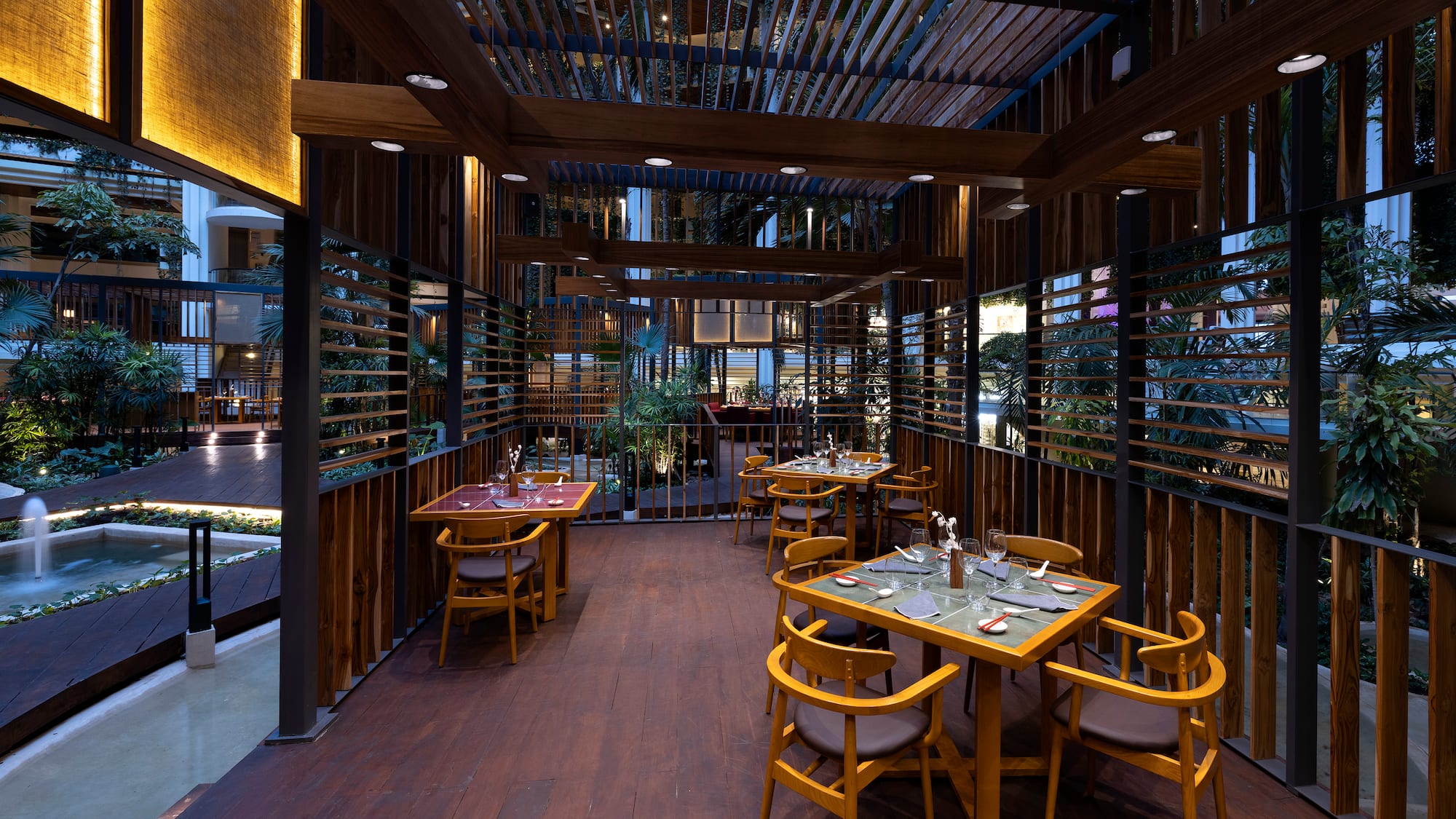 a restaurant with tables and chairs