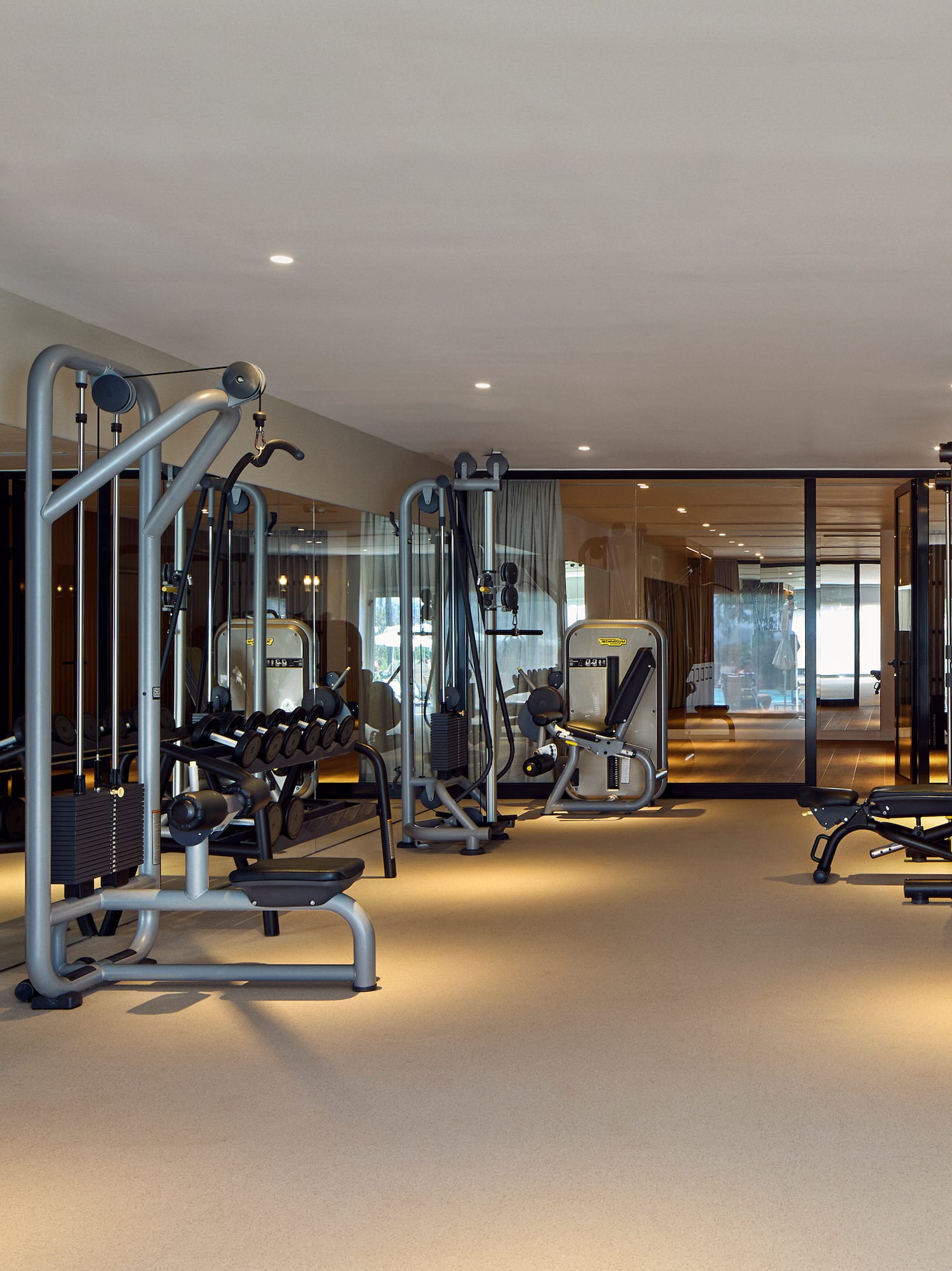 a gym with exercise equipment