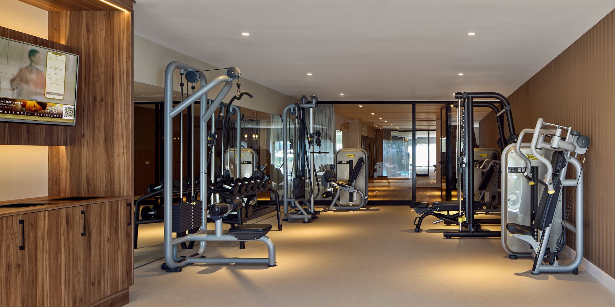 a gym with exercise equipment