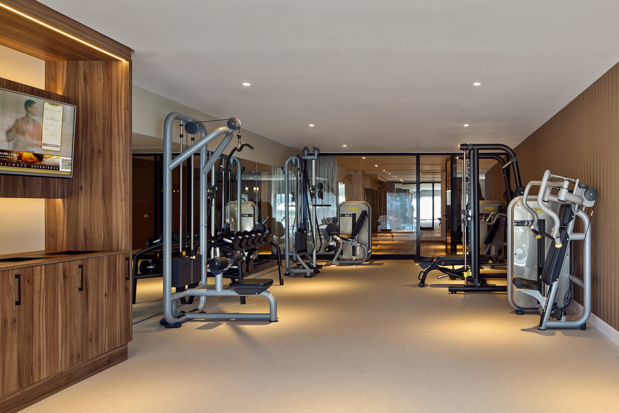 a gym with exercise equipment