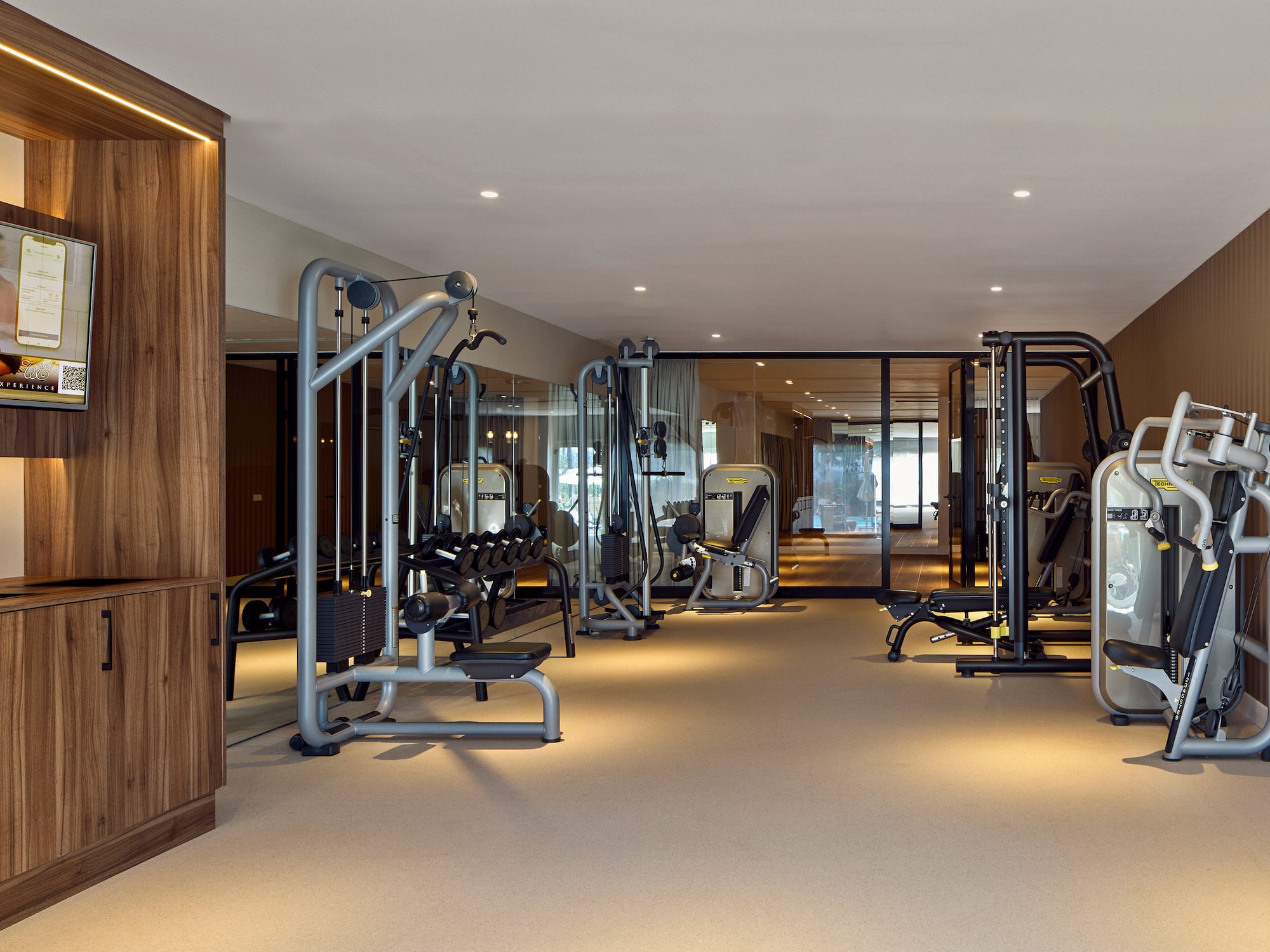 a gym with exercise equipment