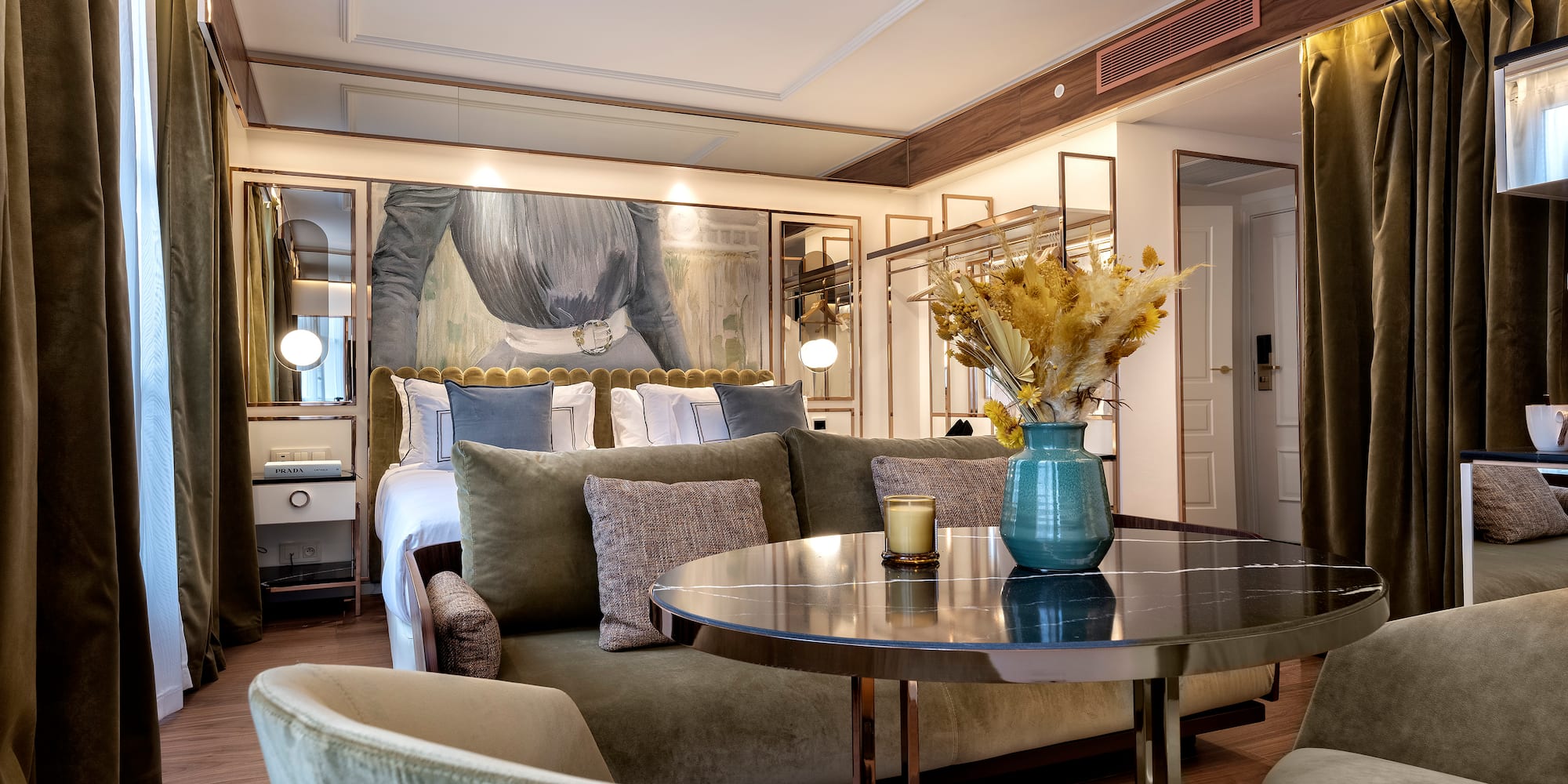 a room with a bed and a couch