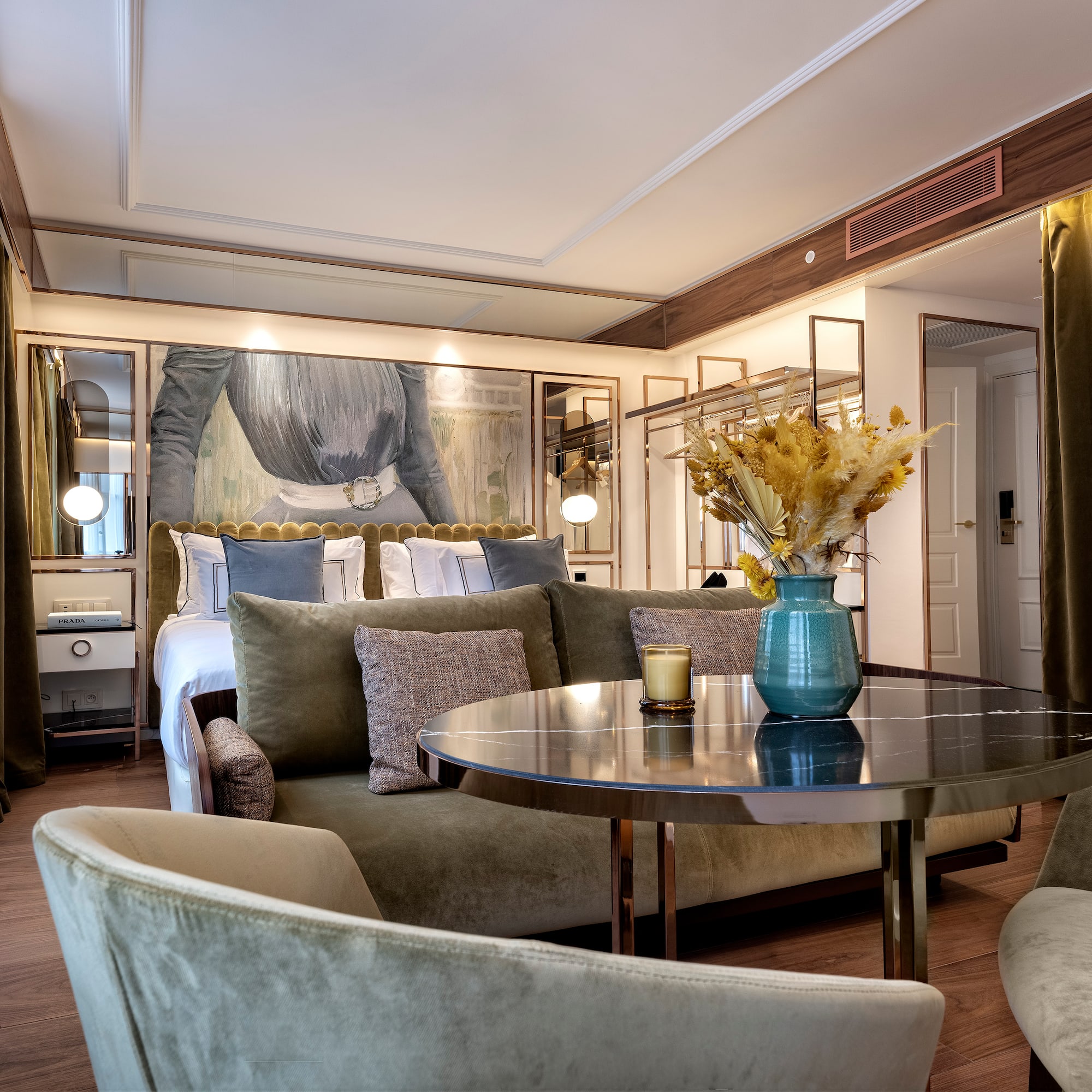 a room with a bed and a couch