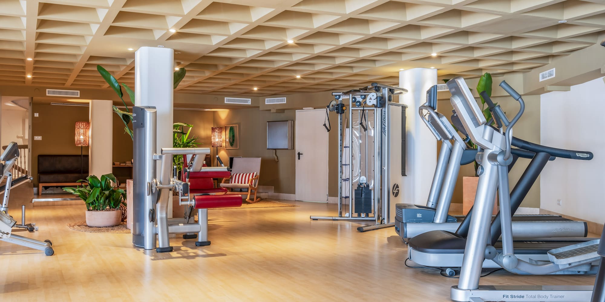 a gym with exercise equipment