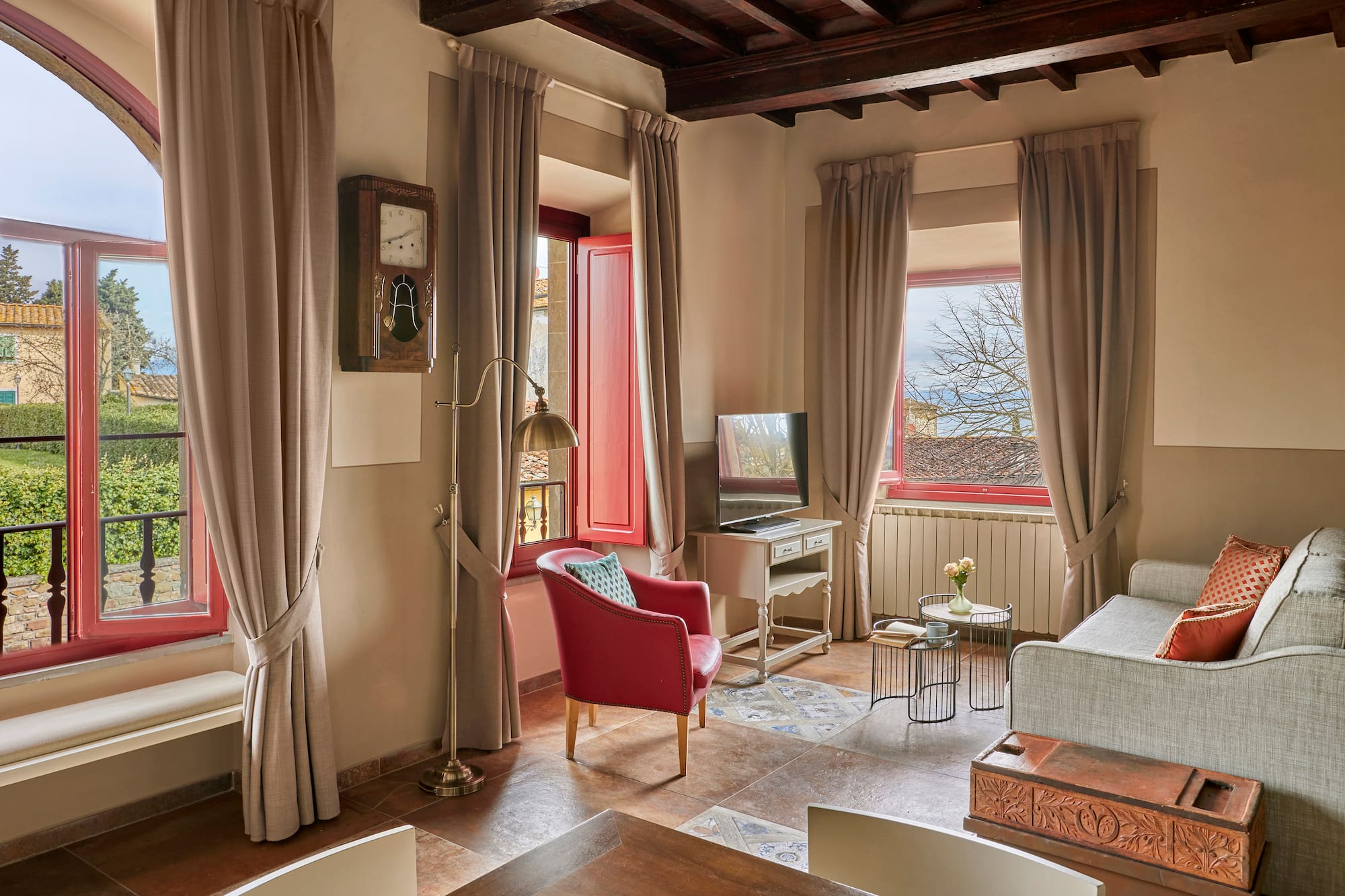 a living room with a couch and a tv