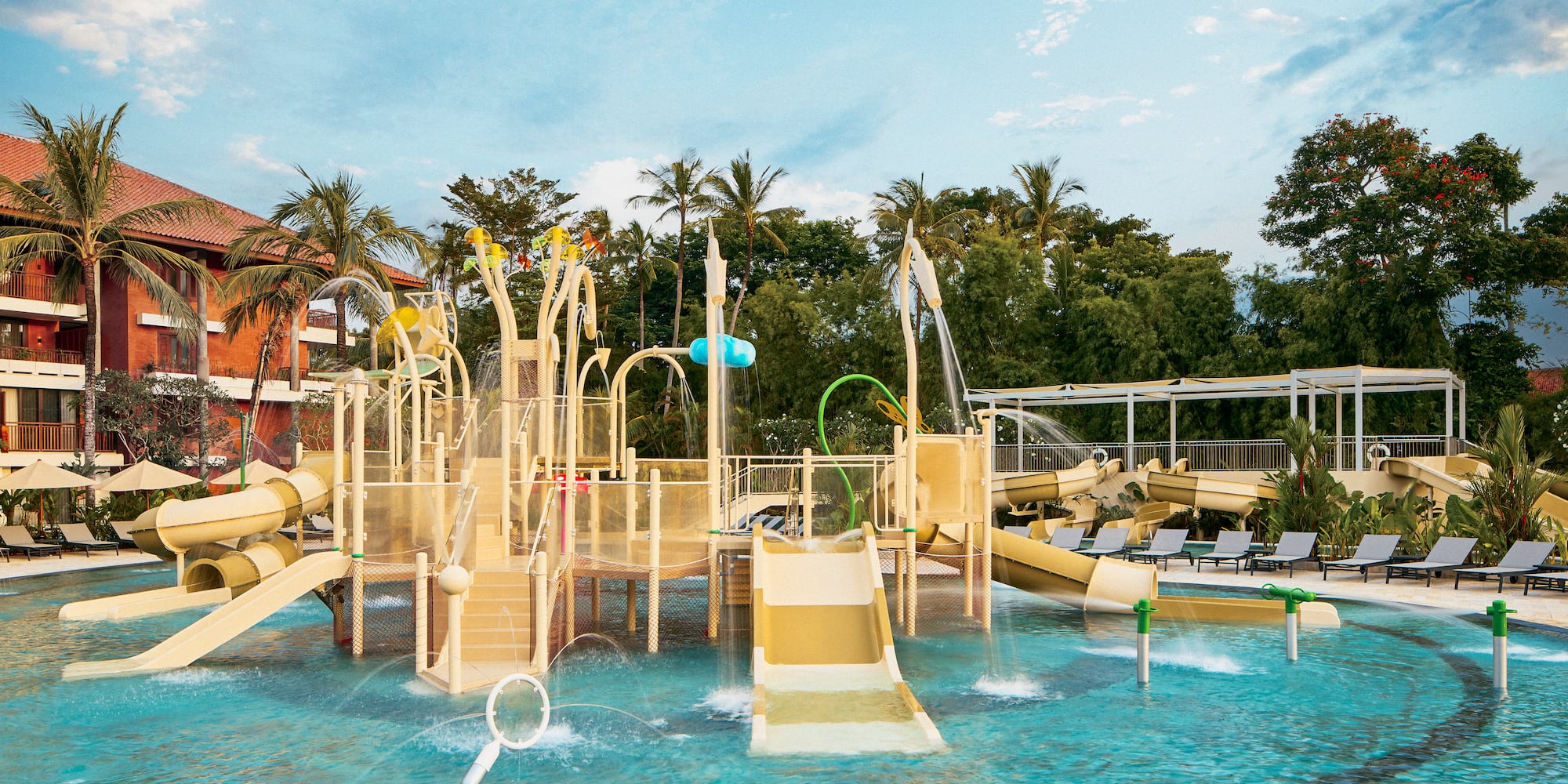 a water park with slides and slide