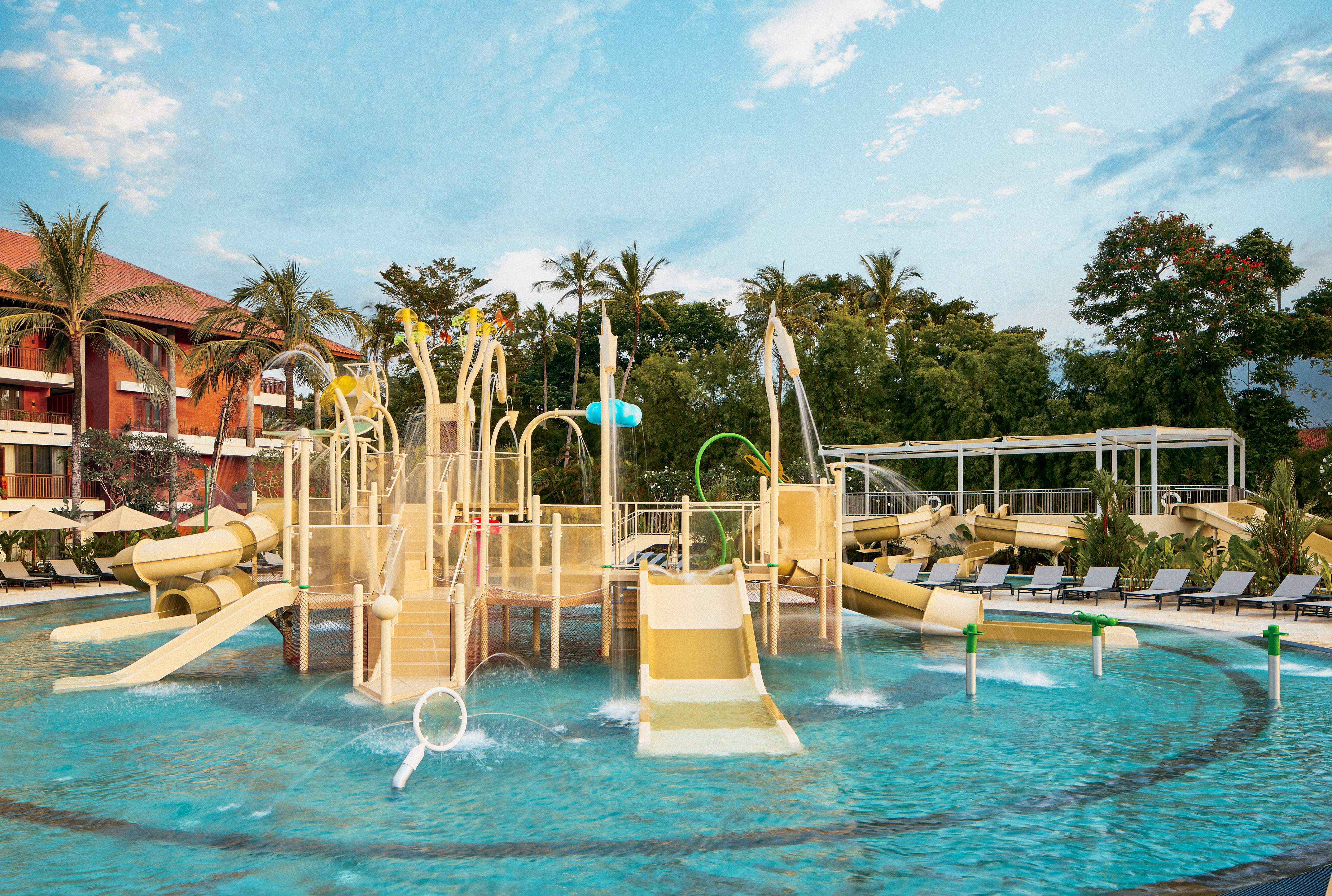 a water park with slides and slide