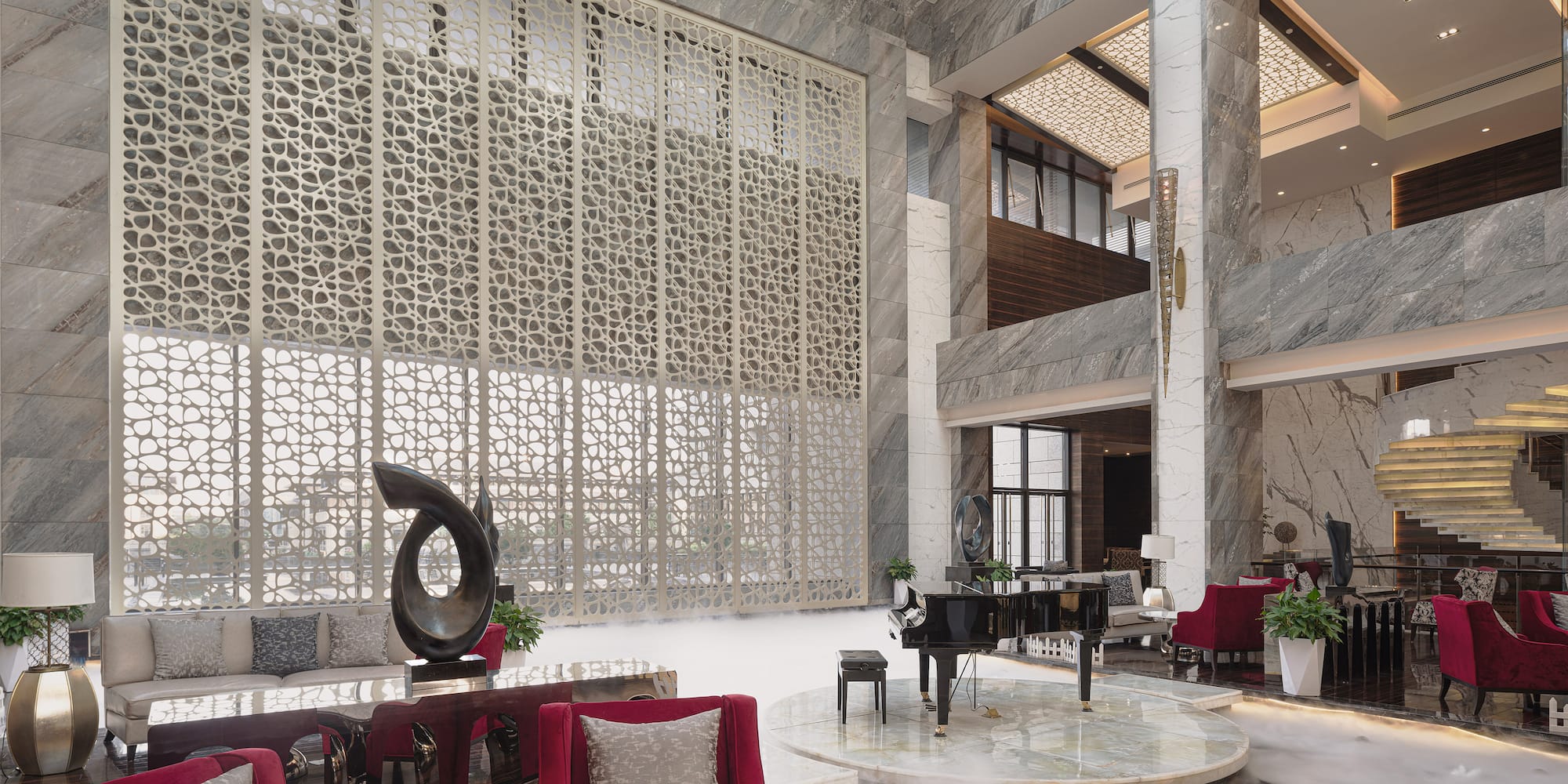 a room with a piano and a piano in it