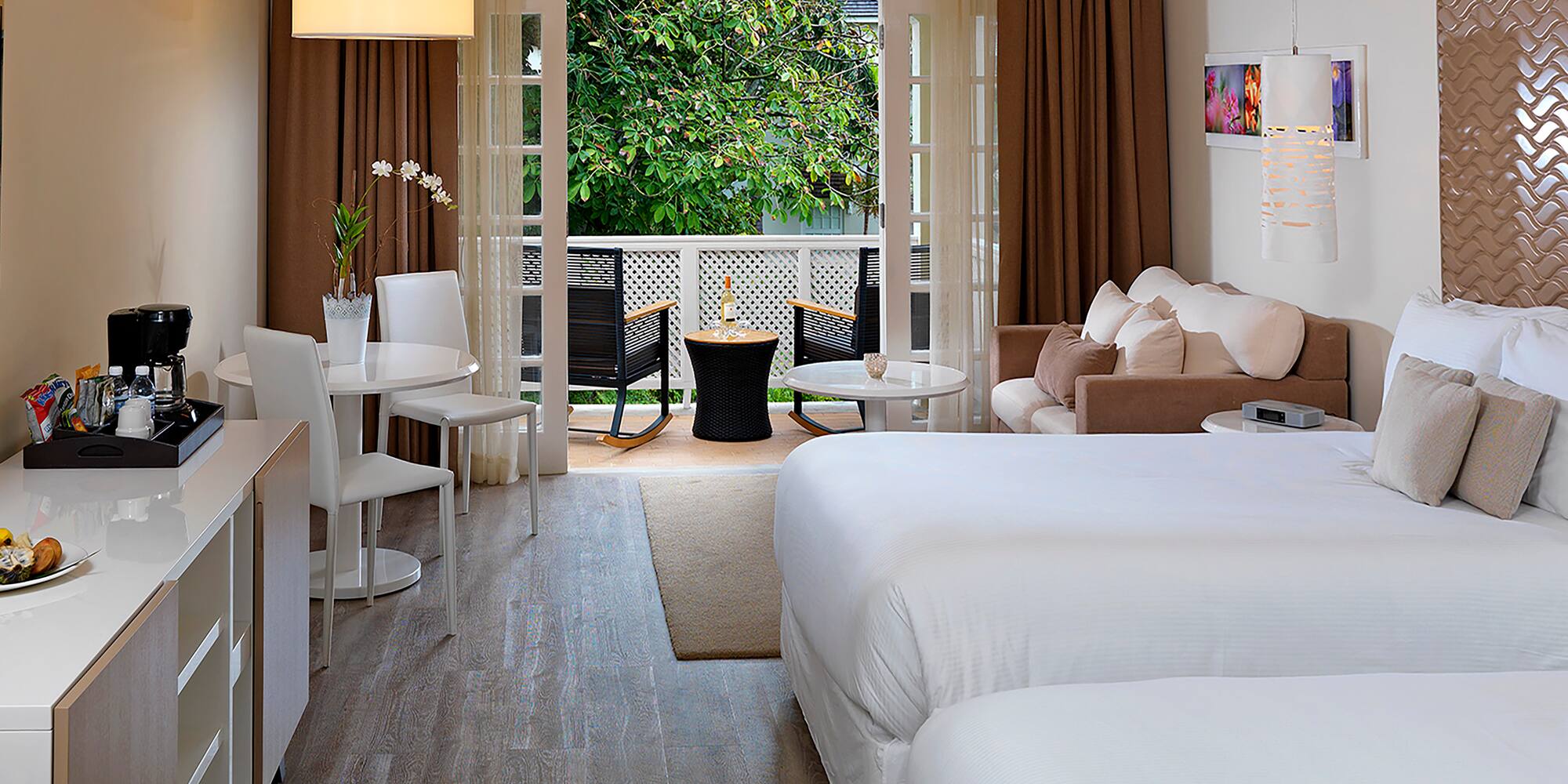 a room with a bed and a table